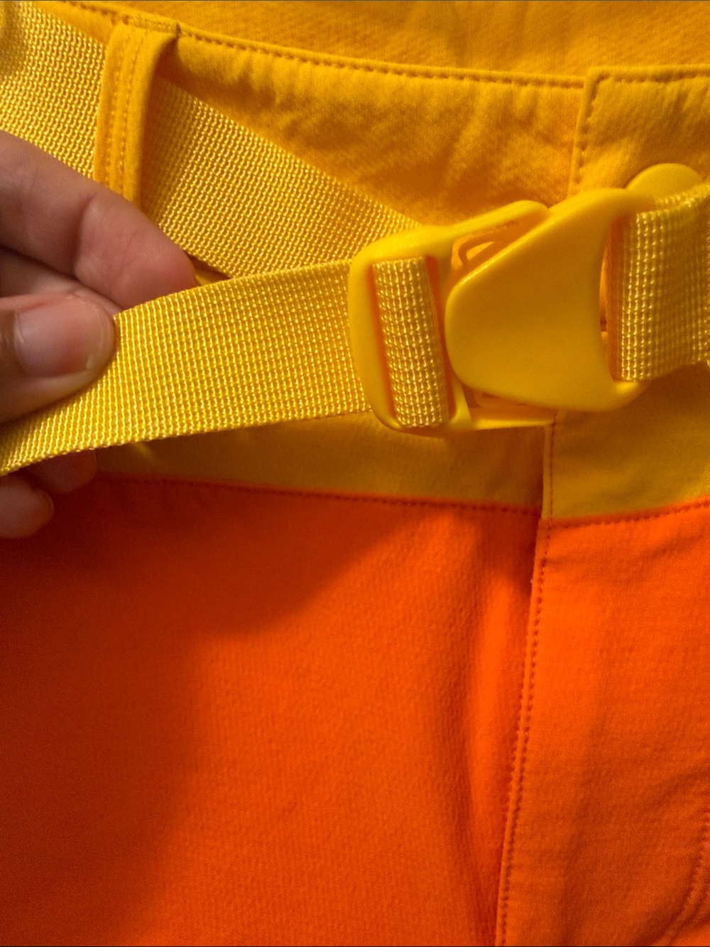 Outdoor Voices RecTrek Hike Shorts in Yellow & Orange w Belt - Picture 2 of 7
